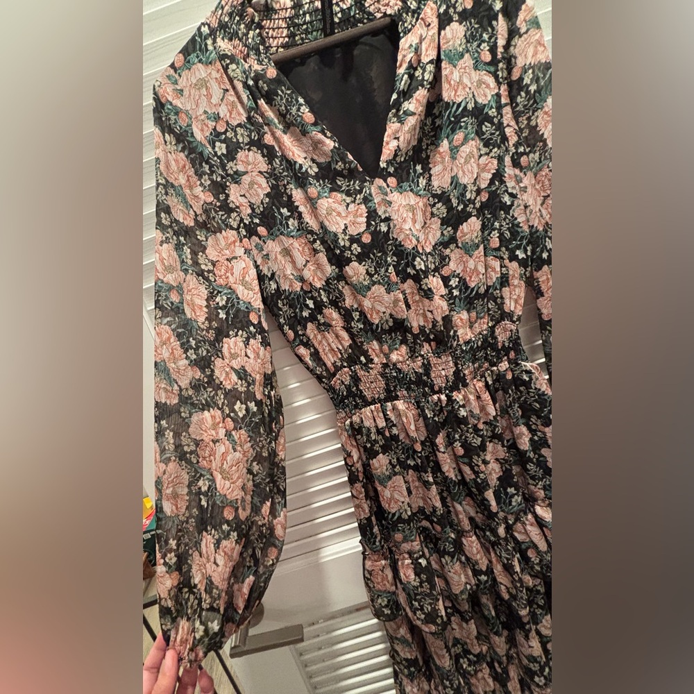 Maxi Rose Gold Multicolor Floral Dress